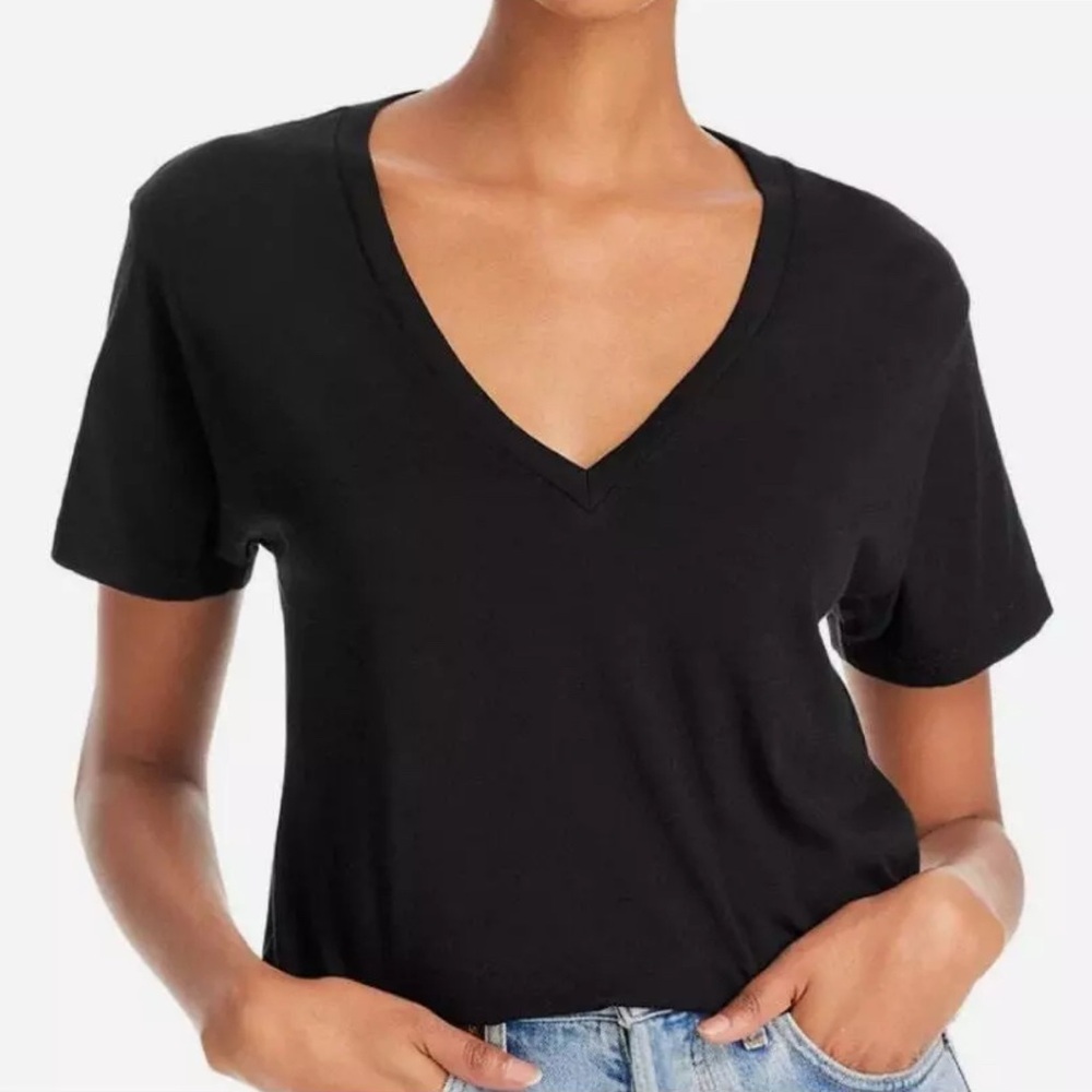 Agolde Black V-neck T-shirt Thea XL 100% Supima Cotton‎